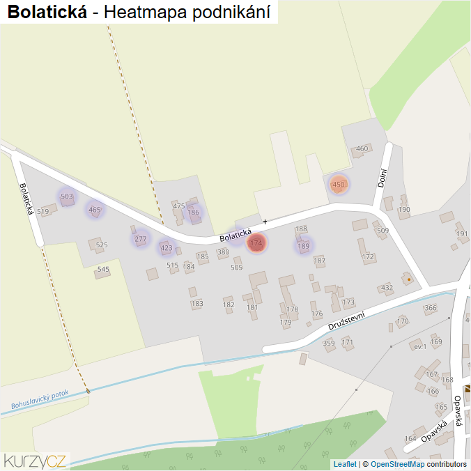 Mapa Bolatická - Firmy v ulici.
