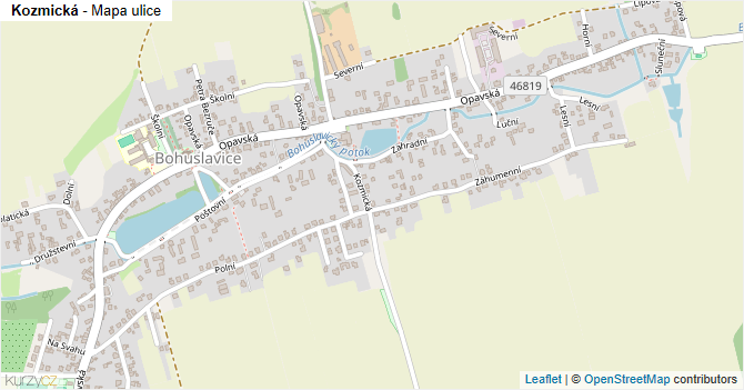 Kozmická - mapa ulice