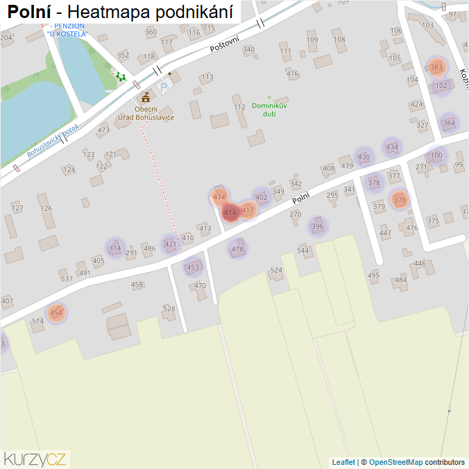 Mapa Polní - Firmy v ulici.