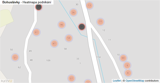 Bohuslávky - mapa podnikání