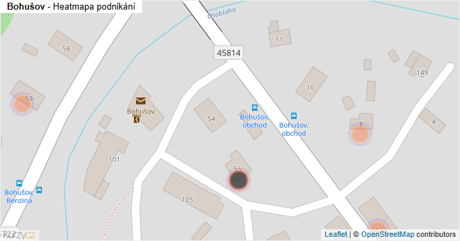 Bohušov - mapa podnikání