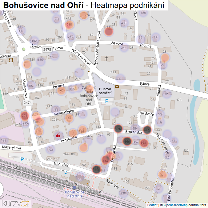 Mapa Bohušovice nad Ohří - Firmy v části obce.