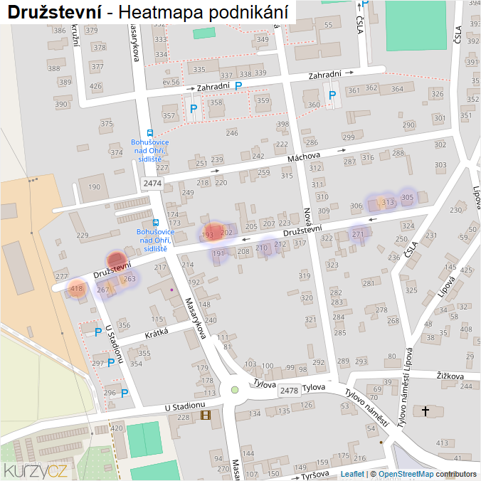Mapa Družstevní - Firmy v ulici.