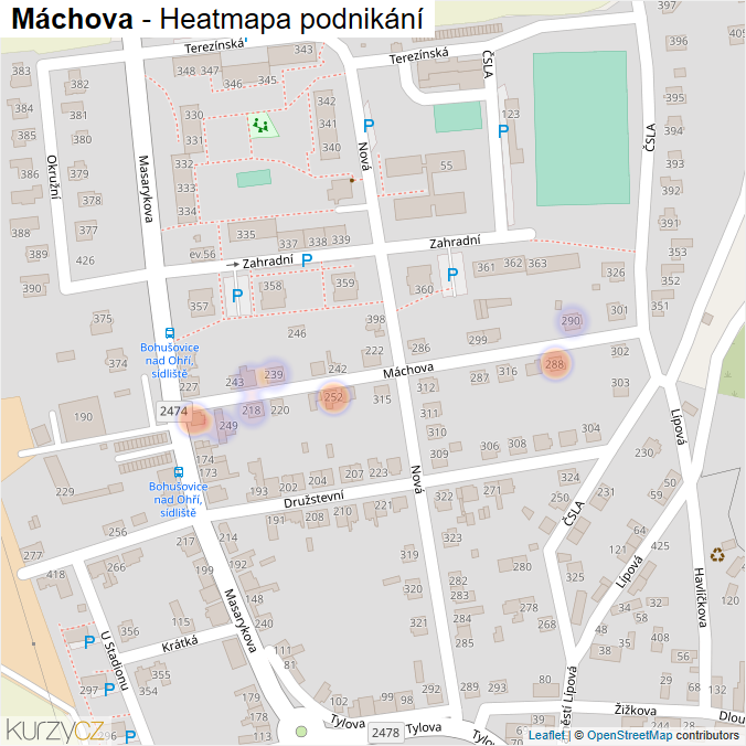 Mapa Máchova - Firmy v ulici.