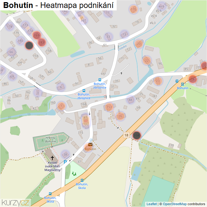 Mapa Bohutín - Firmy v části obce.