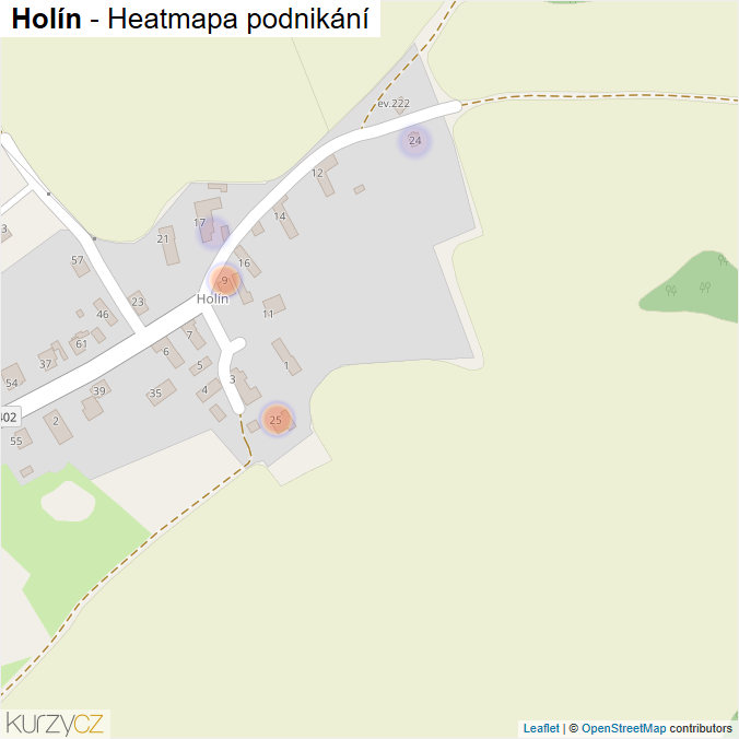 Mapa Holín - Firmy v části obce.
