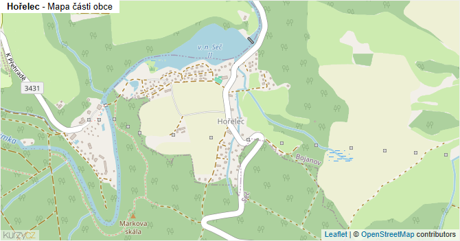 Hořelec - mapa části obce