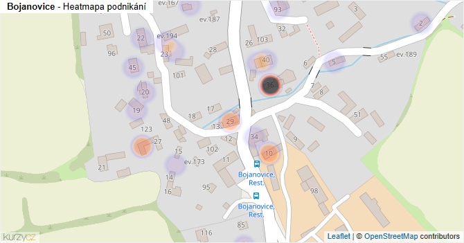 Bojanovice - mapa podnikání