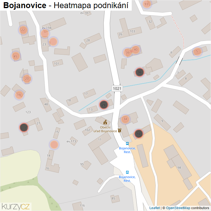 Mapa Bojanovice - Firmy v obci.