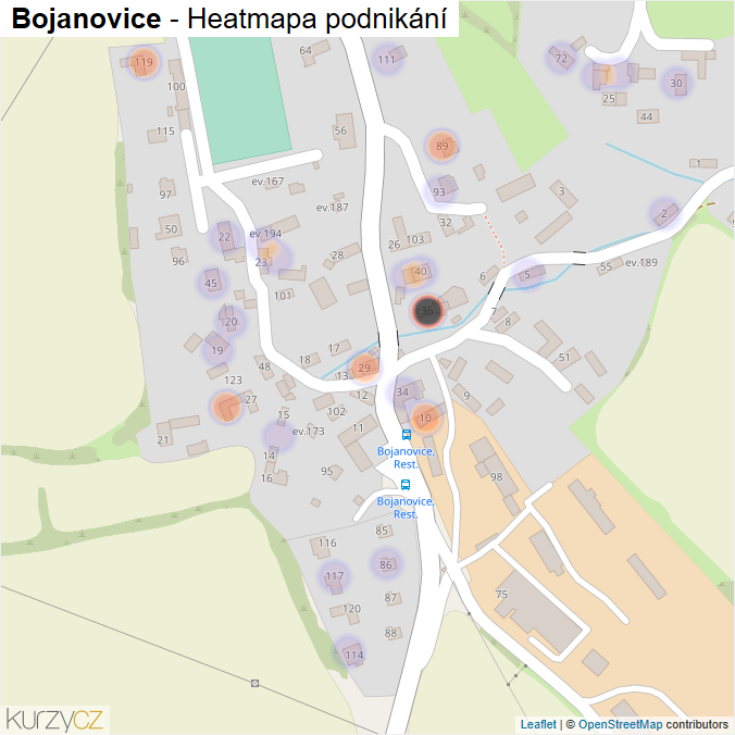 Mapa Bojanovice - Firmy v části obce.