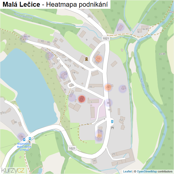 Mapa Malá Lečice - Firmy v části obce.