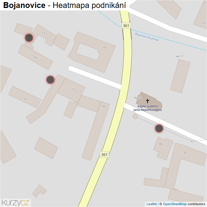 Mapa Bojanovice - Firmy v obci.