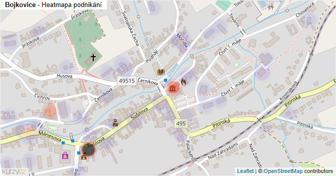 Bojkovice - mapa podnikání