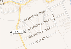 Bezručova čtvrť v obci Bojkovice - mapa ulice