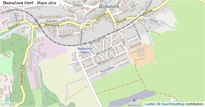 Bezručova čtvrť - mapa ulice