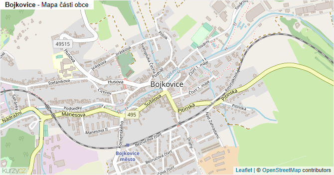 Bojkovice - mapa části obce