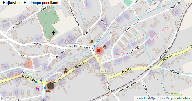 Bojkovice - mapa podnikání
