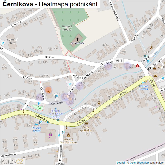 Mapa Černíkova - Firmy v ulici.