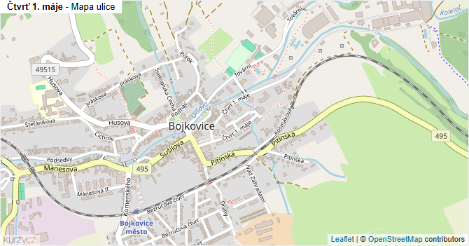 Čtvrť 1. máje - mapa ulice