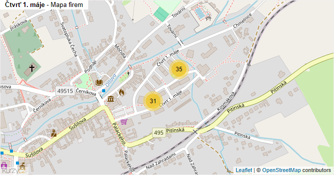 Čtvrť 1. máje - mapa firem