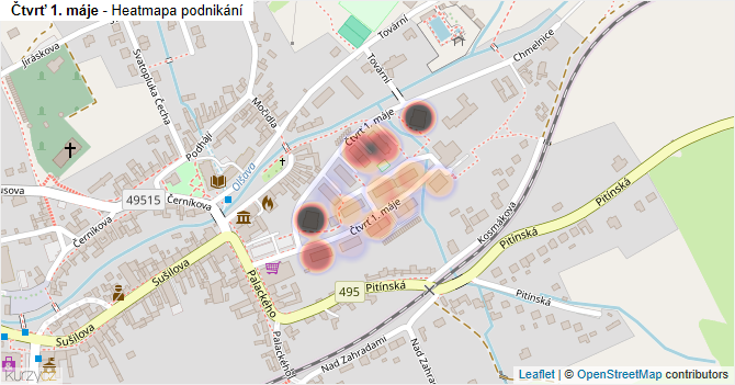 Čtvrť 1. máje - mapa podnikání