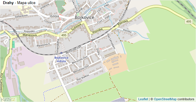 Drahy - mapa ulice