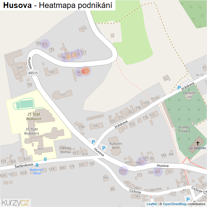 Mapa Husova - Firmy v ulici.