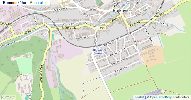 Komenského - mapa ulice