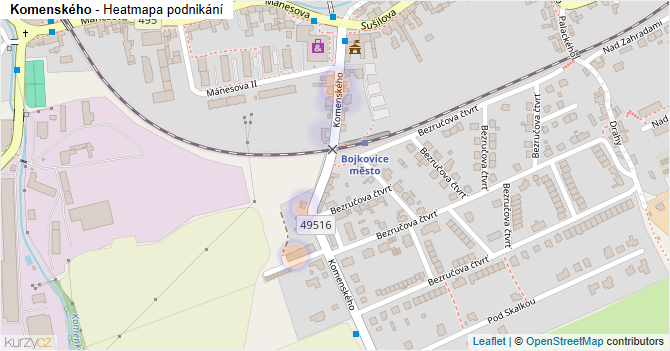 Komenského - mapa podnikání
