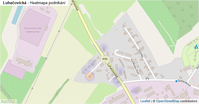 Luhačovická - mapa podnikání