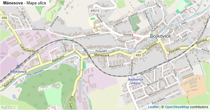Mánesova - mapa ulice