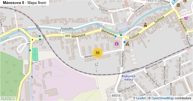 Mánesova II - mapa firem