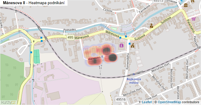 Mánesova II - mapa podnikání