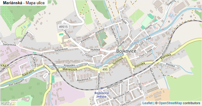Mariánská - mapa ulice
