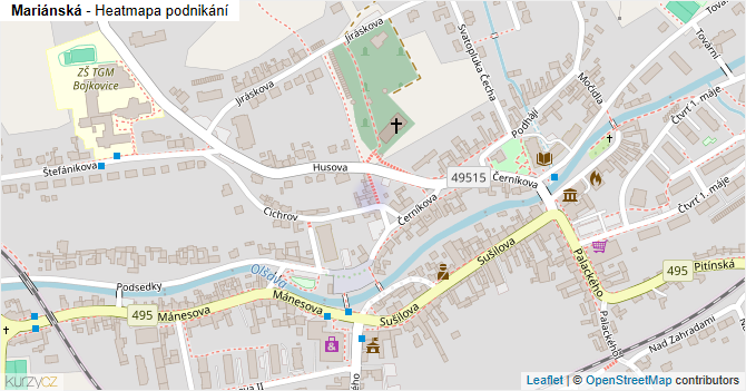 Mariánská - mapa podnikání