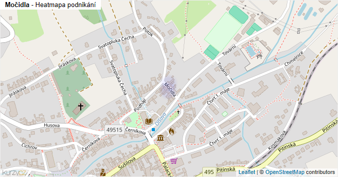 Močidla - mapa podnikání