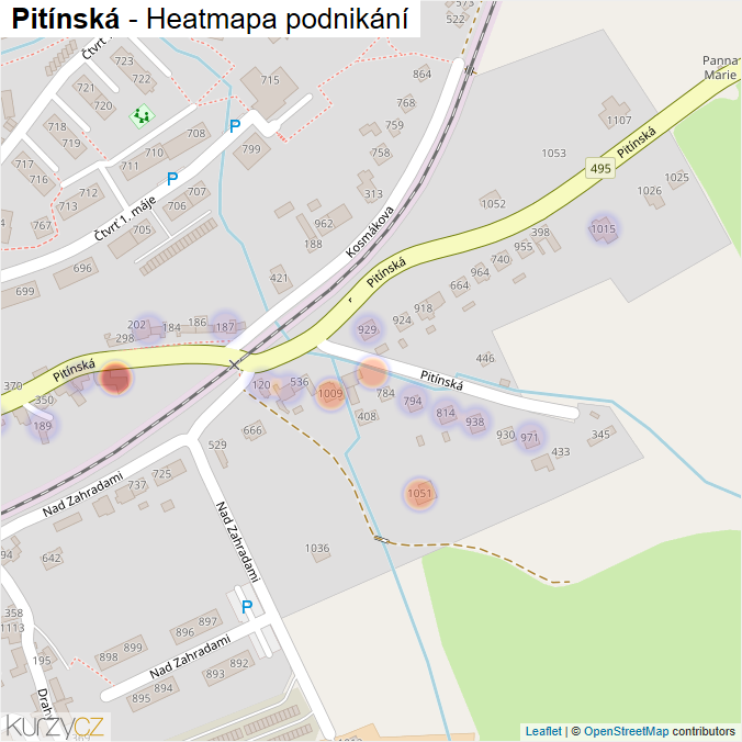 Mapa Pitínská - Firmy v ulici.