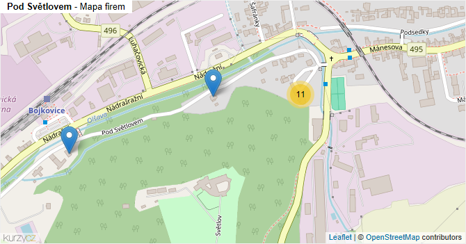 Pod Světlovem - mapa firem