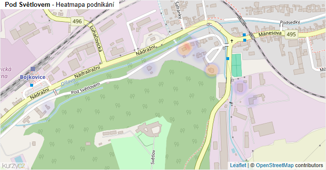 Pod Světlovem - mapa podnikání