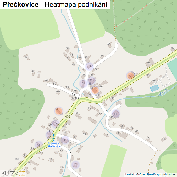 Mapa Přečkovice - Firmy v části obce.