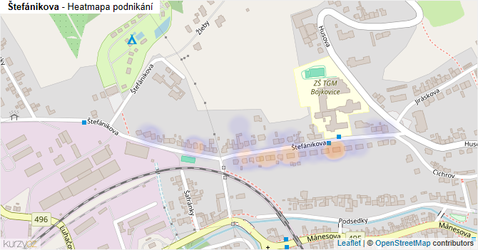 Štefánikova - mapa podnikání