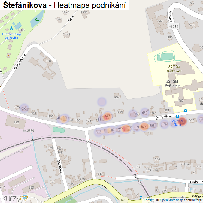 Mapa Štefánikova - Firmy v ulici.