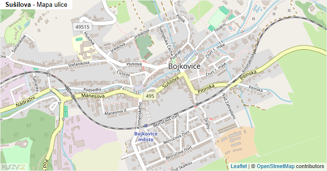 Sušilova - mapa ulice