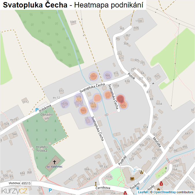 Mapa Svatopluka Čecha - Firmy v ulici.