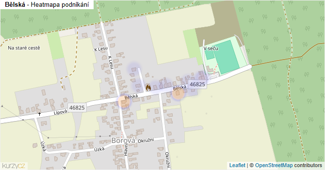 Bělská - mapa podnikání