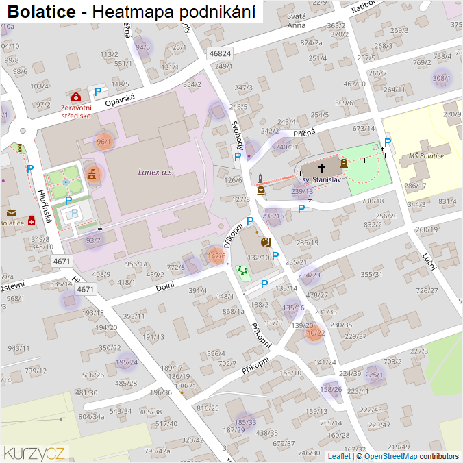 Mapa Bolatice - Firmy v části obce.