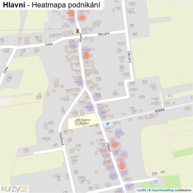 Mapa Hlavní - Firmy v ulici.