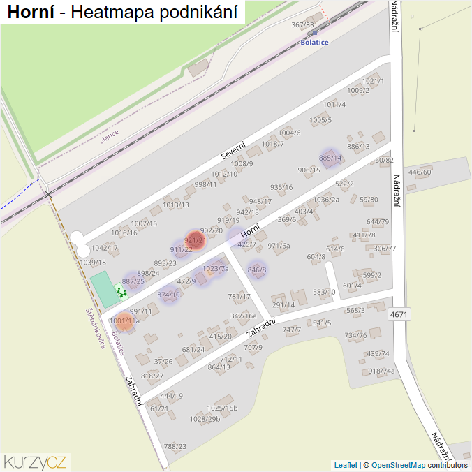 Mapa Horní - Firmy v ulici.