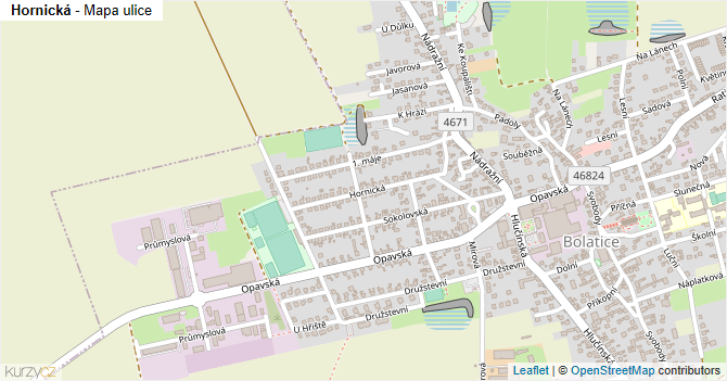 Hornická - mapa ulice