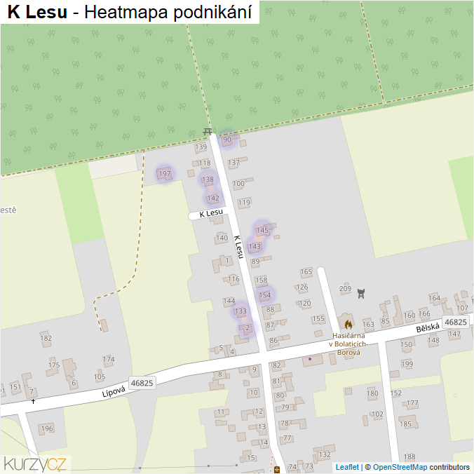 Mapa K Lesu - Firmy v ulici.